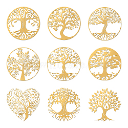Nickel Decoration Stickers, Metal Resin Filler, Epoxy Resin & UV Resin Craft Filling Material, Tree of Life Pattern, 40x40mm, 9 style, 1pc/style, 9pcs/set(DIY-WH0450-006)
