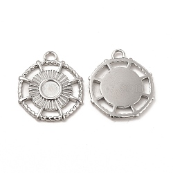 304 Stainless Steel Pendant Cabochon Settings, Polygon, Stainless Steel Color, Tray: 4mm, 18x15.5x1.5mm, Hole: 1.6mm(STAS-A070-20P)