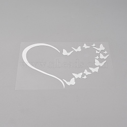 PET Sticker Car Decoration, Face Car Sticker, for Car Decoration, Heart with Butterfly, White, 143x195x0.3mm(AJEW-WH0200-36)