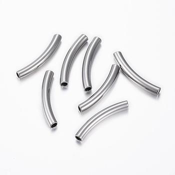 304 Stainless Steel Tube Beads, Stainless Steel Color, 35x5mm, Hole: 4mm