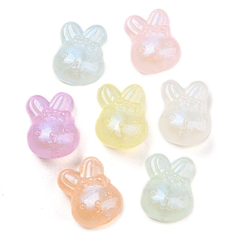Luminous Acrylic Beads, Glitter Beads, Glow in the Dark, Rabbit Head, Mixed Color, 18x14x11mm, Hole: 3mm,  about 333pcs/500g