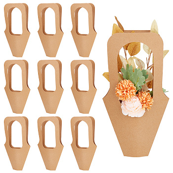 Kraft Paper Gift Bag with Handle, Flower Packing Bags, Recycled Bags, for Wedding, Birthday, BurlyWood, 42x23x0.1cm
