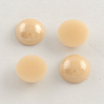 Pearlized Plated Opaque Glass Cabochons, Half Round/Dome, Seashell Color, 7.5~8x3~4mm