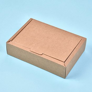 Kraft Paper Gift Box, Folding Boxes, Rectangle, BurlyWood, Finished Product: 20x14x5.3cm, Inner Size: 18x12x5cm, Unfold Size: 38.2x44x0.03cm and 33.6x26.9x0.03am