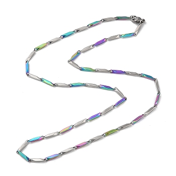 201 Stainless Steel Bar Link Chain Necklaces for Men Women, Rainbow Color, 19.65~19.92 inch(49.9~50.6cm)