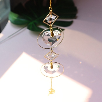 Glass Pendant Decoration, Suncatchers, with Iron Finding, Round, 420mm.