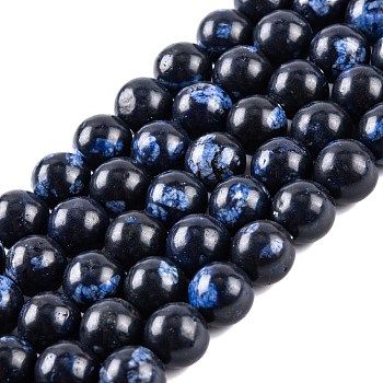 Natural Malaysia Jade Beads Strands, Round, Dyed, Prussian Blue, 8mm, Hole: 1mm, about 48pcs/strand, 15 inch