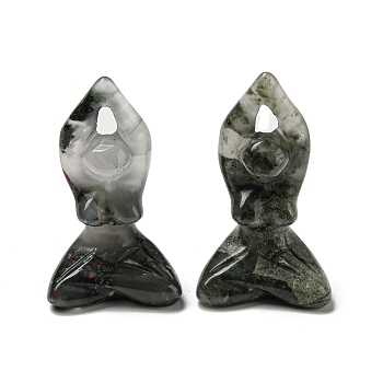 Natural Bloodstone Carved Healing Yoga Goddess Figurines, Reiki Energy Stone Display Decorations, 47.5~49.5x27~29x19~20.5mm
