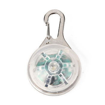 Plastic & Iron LED Collar Light, Carabiner Clip Dog Light, Pet Supplies, Half Round, Built-in Battery, Clear, 53mm, Pendant: 32.5x22mm, Hole: 15.5x6mm