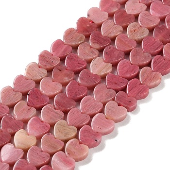 Natural Rhodonite Beads Strands, Heart, 6x6x3mm, Hole: 1mm, about 69~71pcs/strand, 14.57''~14.96''(37~38cm)