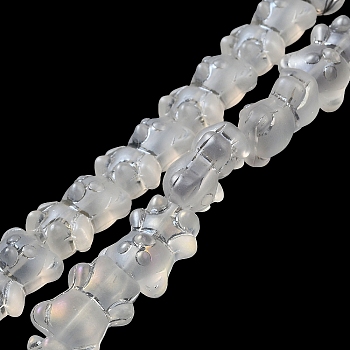 Electroplate Glass Beads Strands, Frosted, Bear, Clear AB, 15x11.5x9mm, Hole: 1mm, about 45pcs/strand, 25.59''(65cm)