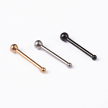 304 Stainless Steel Nose Studs, Nose Bone Rings, Nose Piercing Jewelry, Mixed Color, 10mm, Bar Length: 1/4"(6.6mm), Pin: 18 Gauge(1mm)