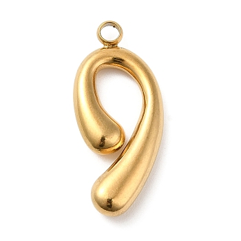 Ion Plating(IP) 304 Stainless Steel Pendants, Number 9 Charm, Golden, 26x11.5x3.5mm, Hole: 2.2mm