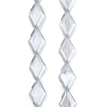 Electroplate Glass Beads Strands, Rhombus, Light Grey, 15x10x5mm, Hole: 1mm, about 43pcs/strand, 25.39''(64.5cm)