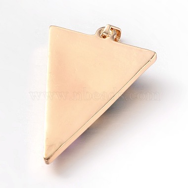 Dyed Triangle Golden Tone Brass Natural Crystal Pendants(G-M245-01)-3