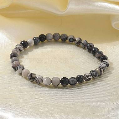 Natural Netstone Bead Stretch Bracelets(X-BJEW-K212-A-021)-7