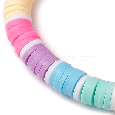 Rainbow Color Disc Handmade Polymer Clay Beaded Stretch Kid Bracelets for Girls(BJEW-JB10351-01)-3