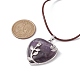 Natural Amethyst Heart Pendant Necklace with Cowhide Leather Cords(NJEW-JN04598-01)-3