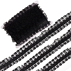 10 Yards Polyester Pleated Flower Lace Trim, Garment Accessories, Black, 1-3/4 inch(46mm), about 10 Yards(9.14m)/Set(OCOR-GF0003-88B)