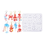 Earrings Pendants DIY Silicone Mold, Resin Casting Molds, for UV Resin, Epoxy Resin Craft Making, Cloud, 120x132x4mm, Inner Diameter: 7~41x5~36.5mm, hole: 1.8mm(X1-DIY-Q033-07A)