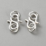 925 Sterling Silver and S-Hook Clasps, with Jump Rings, Silver, 11x10x1mm(STER-WH0010-50B)