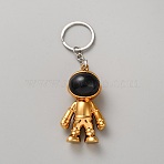Plastic Keychain, Spaceman, Gold, 10.5cm(KEYC-WH0029-97A)
