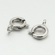 Platinum Color Brass Bolt Spring Ring Necklace End Clasps Great for Jewelry Making , 9mm, Hole: 1.5mm(X-KK-H418-N)