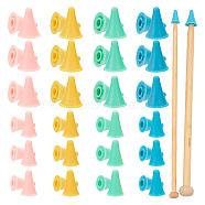 120Pcs 8 Style Synthetic Rubber Knitting Needle Point Protectors, Knitting Needle Caps, Knitting Needle Stopper, Cone, Mixed Color, 1.9~2.2x1.2~1.7cm, Hole: 2~6mm(DIY-NB0010-19)