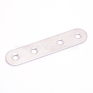 2 Holes Stainless Steel Bracket, Oval, Stainless Steel Color, 80x17x2mm, Hole: 5mm(FIND-WH0063-95D-P)