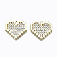Alloy Crystal Rhinestone Pendants, Heart, Cadmium Free & Lead Free, Light Gold, 21x22.5x2.5mm, Hole: 1.5mm(PALLOY-T067-181LG-RS)