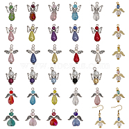 34Pcs 34 Style Glass & ABS Plastic Imitation Pearl Beaded Pendants, with Acrylic & Alloy Findings, Angel Charms, Mixed Color, 27~33x18~23.5x6~19.5mm, Hole: 2~3mm, 1Pc/style(FIND-CA0007-84)