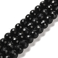 Natural Black Tourmaline Beads Strands, Faceted Round, 5.8~6.8mm, Hole: 0.9mm, about 62~66pcs/strand, 15.04''~15.35''(38.2~39cm)(G-K345-A04-01)