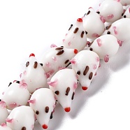 Handmade Lampwork Beads, Bumpy, Mouse, White, 17x10x10mm, Hole: 1.6~2mm, about 25pcs/strand, 11.81 inch(30cm)(LAMP-F020-03)