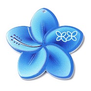 Opaque Acrylic Pendants, Flower, Dodger Blue, 38x39x2.5mm, Hole: 1.6mm(SACR-P021-02D)