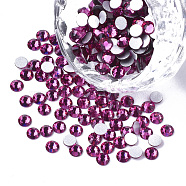 Glass Rhinestone Flat Back Cabochons, Back Plated, Faceted, Half Round, Fuchsia, SS4, 1.5~1.6x1mm, about 1440pcs/bag(RGLA-S002-04SS-26)