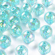 Transparent Acrylic Beads, AB Color Plated, Round, Pale Turquoise, 16x15mm, Hole: 2.8mm, about 220pcs/500g(MACR-S370-B16mm-755)