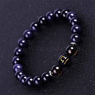 Libra Round Synthetic Blue Goldstone & Natural Smoky Quartz Stretch Bracelets for Women Men(EA3132-1)