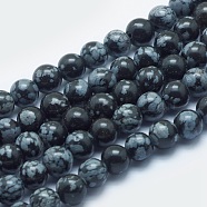 Natural Snowflake Obsidian Beads Strands, Round, Hole: 2mm, 8mm, about 48pcs/strand, 15.3 inch(G-K287-03-8mm)