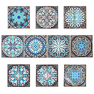 Peel and Stick Tile Stickers, PVC Plastic Self-Adhesive Wall Stickers, Waterproof Backsplash Tile Decals, Square with Mandala Flower Pattern, Easy to Clean, Mixed Color, 101x101x0.4mm, 10pcs/set(DIY-WH0297-49A)