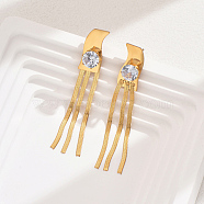 Fashionable Vintage Tassel Stud Earrings for Women, Casual and Versatile, Real 18K Gold Plated, 9mm(OP9629-2)