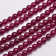 Natural & Dyed Malaysia Jade Bead Strands, Round, Medium Violet Red, 8mm, Hole: 1.0mm, about 48pcs/strand, 15 inch(G-A146-8mm-A15)