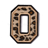 Polyester Computerized Embroidery Cloth Iron On Sequins Patches, Leopard Print Pattern Stick On Patch, Costume Accessories, Appliques, Letter.O, 61x44x1.5mm(PATC-SZC0001-01O)
