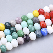 Glass Beads Strands, Faceted, Rondelle, Mixed Color, 5.5~6x4.5mm, Hole: 1mm, about 87~90pcs/strand, 17.3 inch(EGLA-T013-03D)