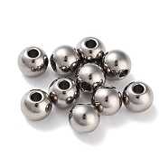 Titanium Steel Beads, Round, Stainless Steel Color, 10x9mm, Hole: 2.8mm(STAS-B060-01A-P)