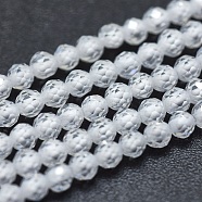 Cubic Zirconia Bead Strands, Round, Faceted, White, 2mm, Hole: 0.2mm, about 14.96 inch(38cm), 184pcs/strand(G-I224-A04)