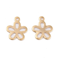 201 Stainless Steel Charms, Laser Cut, Hollow, Flower, Real 18k Gold Plated, 13.5x11x0.8mm, Hole: 1.4mm(STAS-C017-21G)