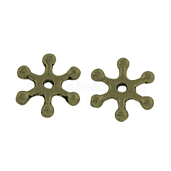 Tibetan Style Alloy Spacer Beads, Cadmium Free & Nickel Free & Lead Free, Snowflake, Antique Bronze, 12x10.5x2mm, Hole: 1.5mm, about 1111pcs/463g(TIBEB-A10599-AB-NR)