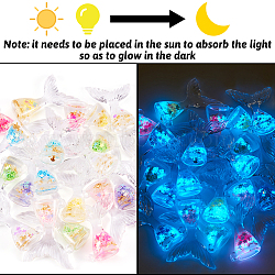 28Pcs 7 Colors Luminous Transparent Resin Pendants, Fishtail Charms with Star Paillette Inside, Glow in Dark, Mixed Color, 38x26x10mm, Hole: 1.8mm, 4pcs/color(RESI-TA0002-08)