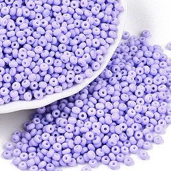 8/0 Opaque Glass Seed Beads, Round Hole, Frosted Colours, Round, Medium Orchid, 3~4x2~3mm, Hole: 0.8mm, about 15000pcs/Pound(SEED-S048-N-006)