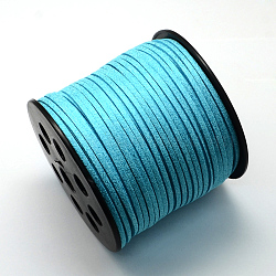 Eco-Friendly Faux Suede Cord, Faux Suede Lace, with Glitter Powder, Sky Blue, 2.7x1.4mm, about 100yards/roll(300 feet/roll)(LW-Q003-10)